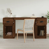 NNEVL Desk with Cabinet Brown Oak Engineered Wood