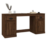 NNEVL Desk with Cabinet Brown Oak Engineered Wood