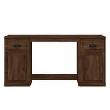 NNEVL Desk with Cabinet Brown Oak Engineered Wood