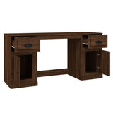 NNEVL Desk with Cabinet Brown Oak Engineered Wood