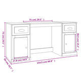 NNEVL Desk with Cabinet Brown Oak Engineered Wood