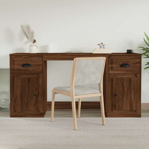 NNEVL Desk with Cabinet Brown Oak Engineered Wood