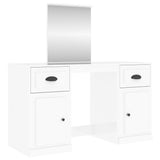 NNEVL Dressing Table with Mirror High Gloss White 130x50x132.5 cm