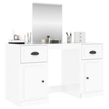 NNEVL Dressing Table with Mirror High Gloss White 130x50x132.5 cm