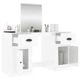 NNEVL Dressing Table with Mirror High Gloss White 130x50x132.5 cm