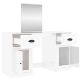 NNEVL Dressing Table with Mirror High Gloss White 130x50x132.5 cm