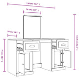 NNEVL Dressing Table with Mirror High Gloss White 130x50x132.5 cm