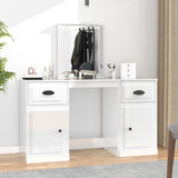 NNEVL Dressing Table with Mirror High Gloss White 130x50x132.5 cm