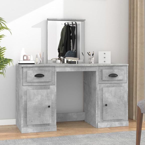 NNEVL Dressing Table with Mirror Concrete Grey 130x50x132.5 cm