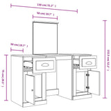 NNEVL Dressing Table with Mirror Smoked Oak 130x50x132.5 cm