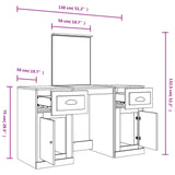 NNEVL Dressing Table with Mirror Grey Sonoma 130x50x132.5 cm