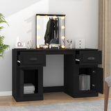 NNEVL Dressing Table with LED Black 130x50x132.5 cm