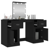 NNEVL Dressing Table with LED Black 130x50x132.5 cm