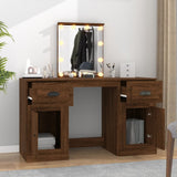 NNEVL Dressing Table with LED Brown Oak 130x50x132.5 cm