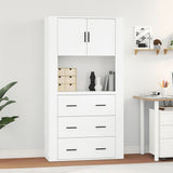 NNEVL Highboard High Gloss White Engineered Wood