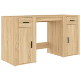 NNEVL Desk with Cabinet Sonoma Oak Engineered Wood
