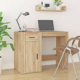NNEVL Desk with Cabinet Sonoma Oak Engineered Wood
