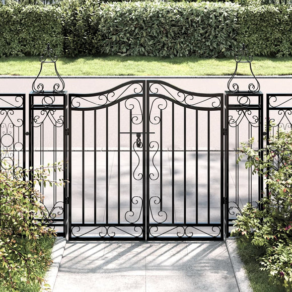 NNEVL Garden Gate Black 121x8x100 cm Wrought Iron