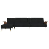 NNEVL L-shaped Sofa Black 279x140x70 cm Velvet