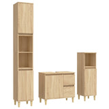 NNEVL 3 Piece Bathroom Cabinet Set Sonoma Oak Engineered Wood