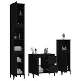 NNEVL 3 Piece Bathroom Cabinet Set Black Engineered Wood