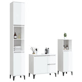 NNEVL 3 Piece Bathroom Cabinet Set High Gloss White Engineered Wood