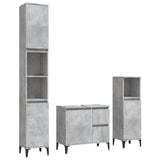 NNEVL 3 Piece Bathroom Cabinet Set Concrete Grey Engineered Wood