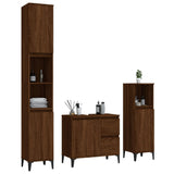 NNEVL 3 Piece Bathroom Cabinet Set Brown Oak Engineered Wood