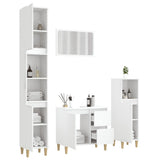 NNEVL 4 Piece Bathroom Furniture Set White Engineered Wood