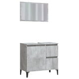 NNEVL 2 Piece Bathroom Furniture Set Concrete Grey Engineered Wood