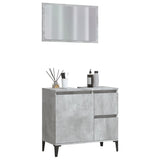 NNEVL 2 Piece Bathroom Furniture Set Concrete Grey Engineered Wood