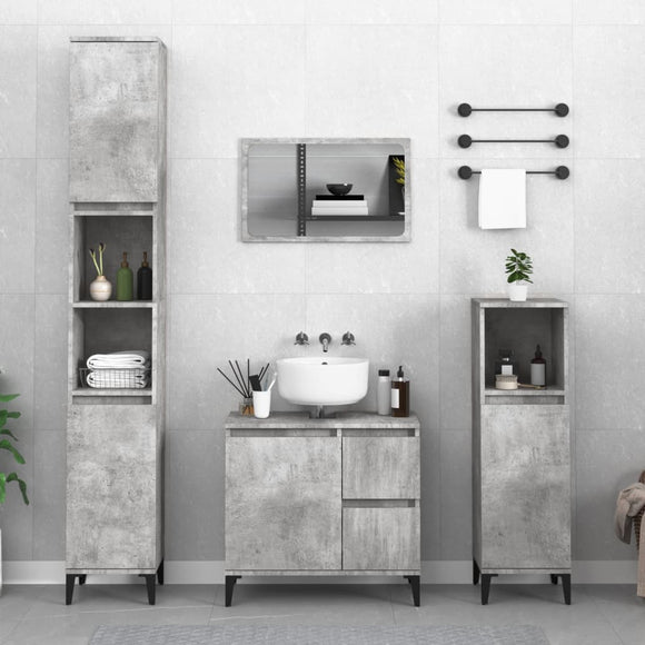 NNEVL 2 Piece Bathroom Furniture Set Concrete Grey Engineered Wood