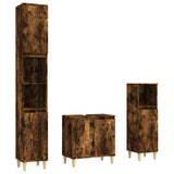 NNEVL 3 Piece Bathroom Furniture Set Smoked Oak Engineered Wood