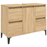 NNEVL 3 Piece Bathroom Furniture Set Sonoma Oak Engineered Wood