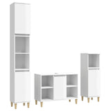 NNEVL 3 Piece Bathroom Furniture Set High Gloss White Engineered Wood