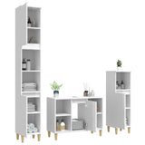 NNEVL 3 Piece Bathroom Furniture Set High Gloss White Engineered Wood