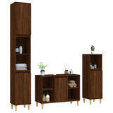 NNEVL 3 Piece Bathroom Furniture Set Brown Oak Engineered Wood