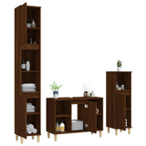 NNEVL 3 Piece Bathroom Furniture Set Brown Oak Engineered Wood