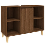 NNEVL 3 Piece Bathroom Furniture Set Brown Oak Engineered Wood