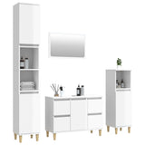 NNEVL 4 Piece Bathroom Furniture Set High Gloss White Engineered Wood