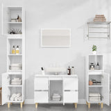 NNEVL 4 Piece Bathroom Furniture Set High Gloss White Engineered Wood