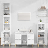 NNEVL 4 Piece Bathroom Furniture Set High Gloss White Engineered Wood