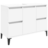 NNEVL 3 Piece Bathroom Furniture Set White Engineered Wood