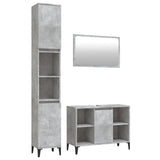 NNEVL 3 Piece Bathroom Furniture Set Concrete Grey Engineered Wood