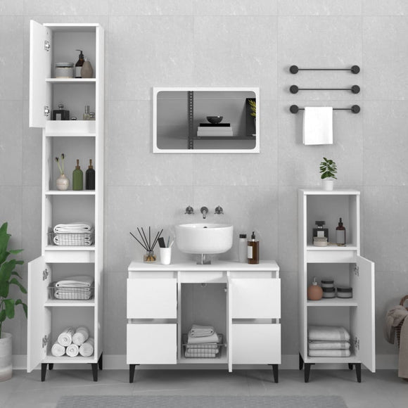 NNEVL 2 Piece Bathroom Furniture Set White Engineered Wood