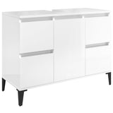 NNEVL 2 Piece Bathroom Furniture Set High Gloss White Engineered Wood