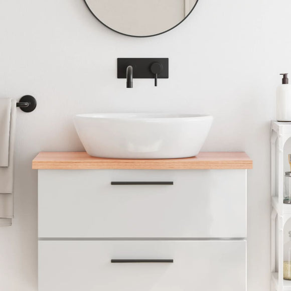 NNEVL Bathroom Countertop Light Brown 80x30x4 cm Treated Solid Wood