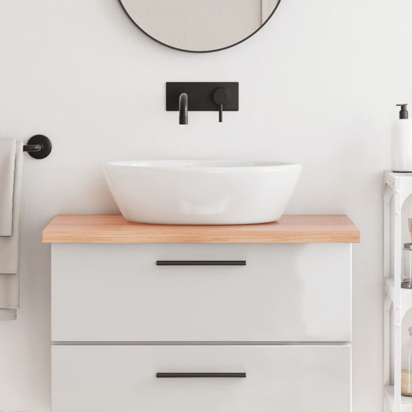 NNEVL Bathroom Countertop Light Brown 80x60x4 cm Treated Solid Wood