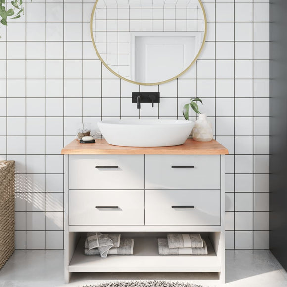 NNEVL Bathroom Countertop Light Brown 100x40x2 cm Treated Solid Wood