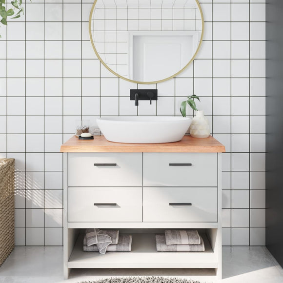 NNEVL Bathroom Countertop Light Brown 100x60x4 cm Treated Solid Wood
